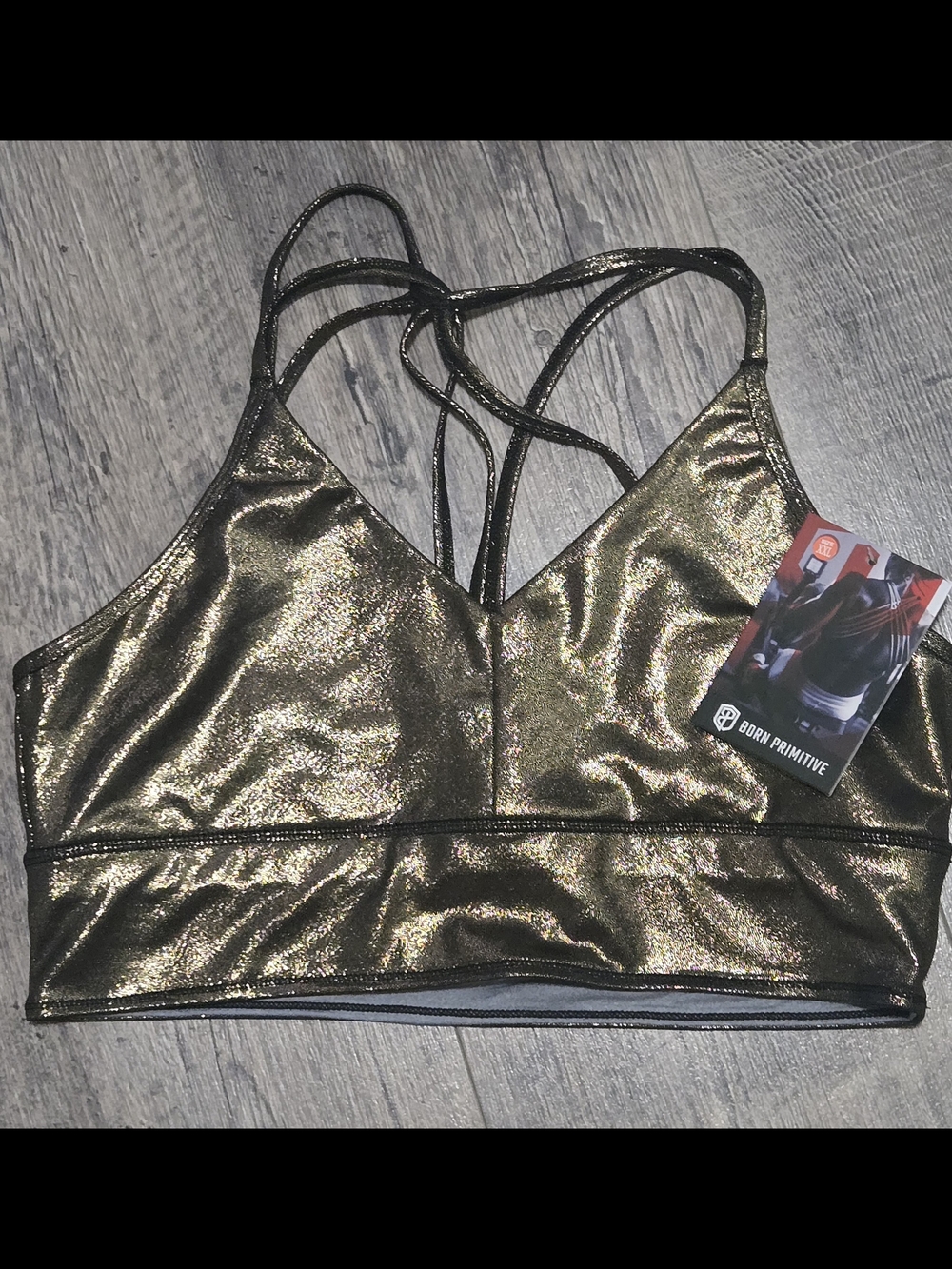 Born Primitive Metallic Gold Strappy Sports Bra Top
